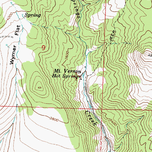 Topographic Map of Mount Vernon Hot Springs, OR