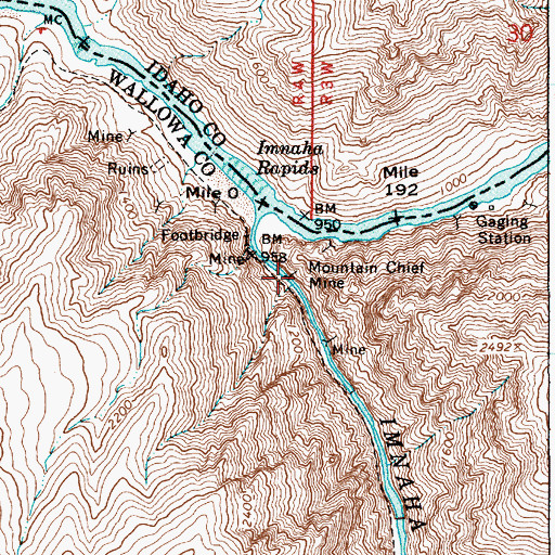 Topographic Map of Mountain Chief Mine, OR