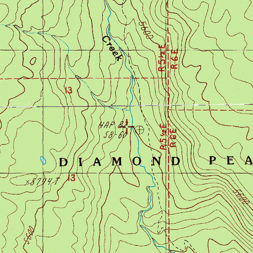 Topographic Map of Mountain Creek, OR