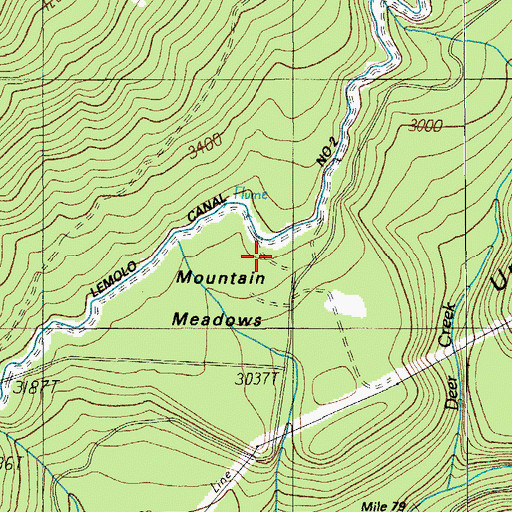 Topographic Map of Mountain Meadows, OR