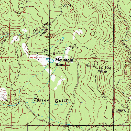 Topographic Map of Mountain Ranch, OR