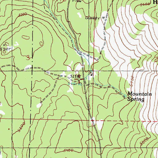Topographic Map of Mountain Spring, OR