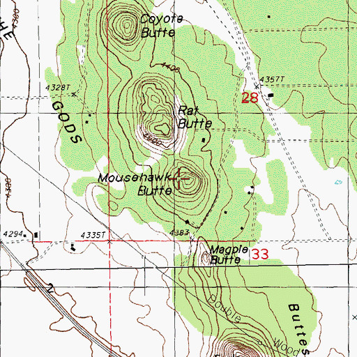 Topographic Map of Mousehawk Butte, OR