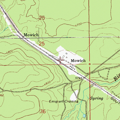 Topographic Map of Mowich, OR