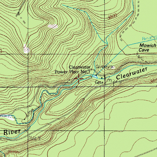 Topographic Map of Mowich Creek, OR