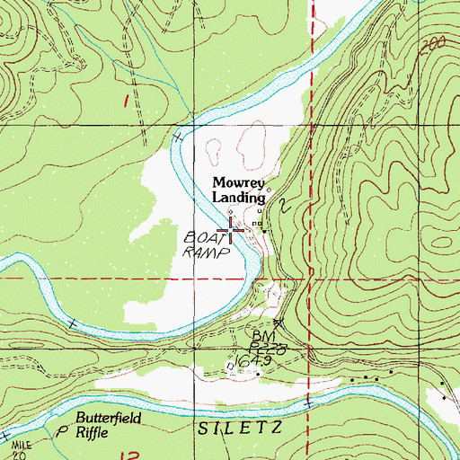 Topographic Map of Mowrey Landing, OR