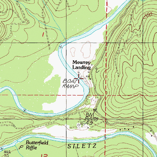 Topographic Map of Mowrey Landing, OR