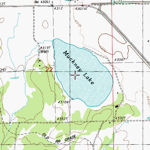 Topographic Map of Muckney Lake, OR