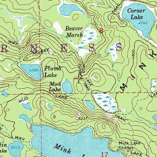 Topographic Map of Mud Lake Cutoff Trail, OR