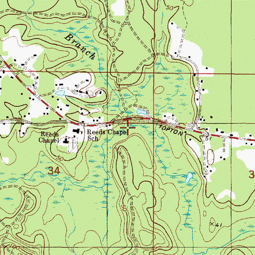 Topographic Map of Boggy Branch, AL