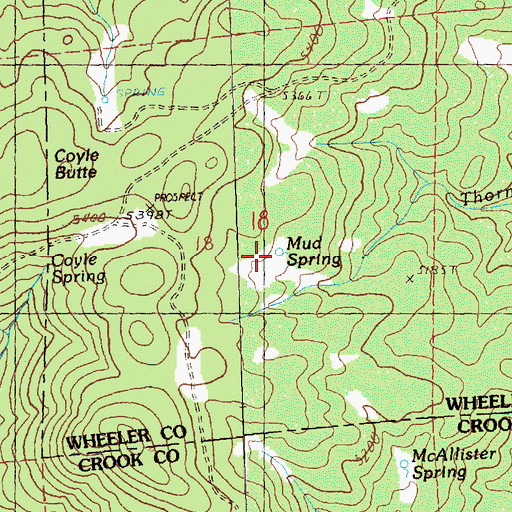 Topographic Map of Mud Spring, OR