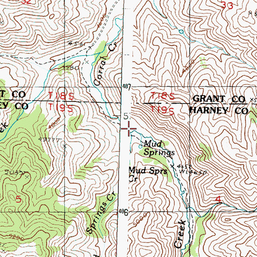 Topographic Map of Mud Springs Creek, OR