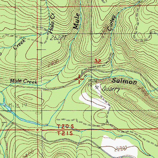 Topographic Map of Mule Creek, OR