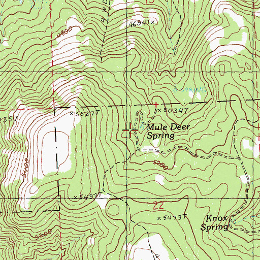 Topographic Map of Mule Deer Spring, OR