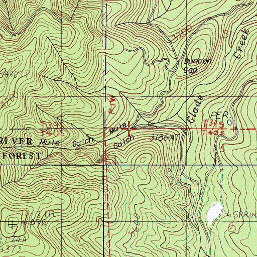 Topographic Map of Mule Gulch, OR