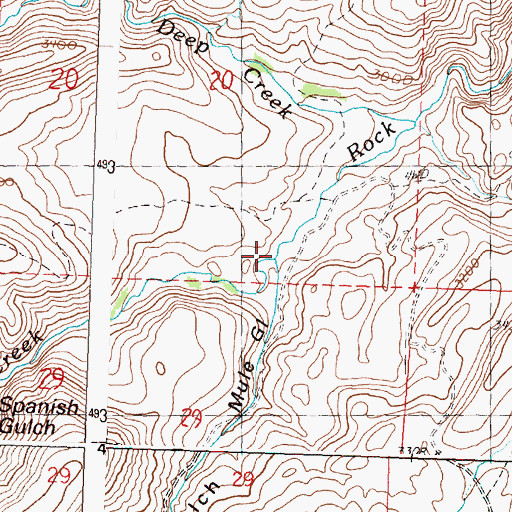 Topographic Map of Mule Gulch, OR