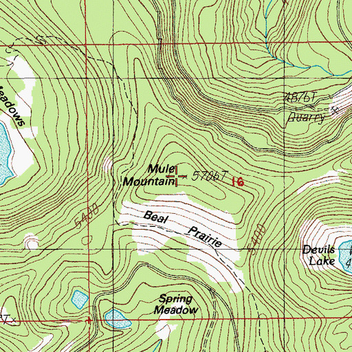 Topographic Map of Mule Mountain, OR