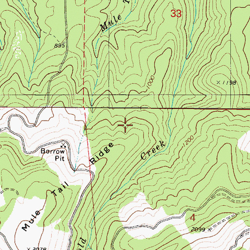Topographic Map of Mule Tail Ridge, OR