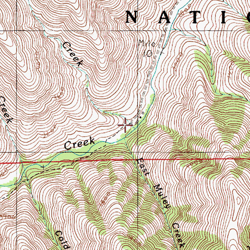 Topographic Map of Muley Creek, OR