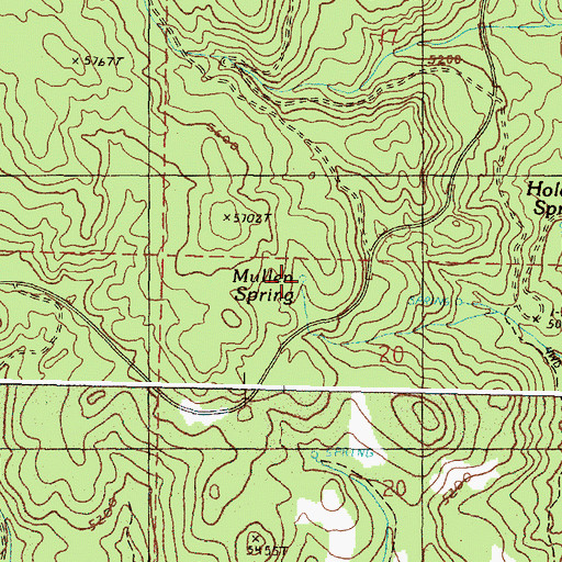 Topographic Map of Mullen Spring, OR