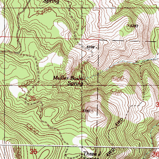 Topographic Map of Muller Basin Spring, OR