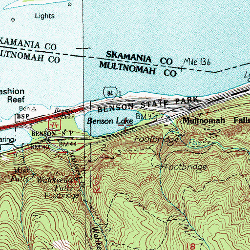 Topographic Map of Multnomah Creek, OR