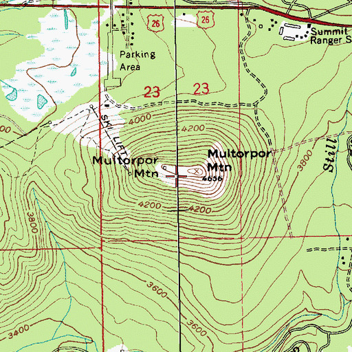 Topographic Map of Multorpor Mountain, OR