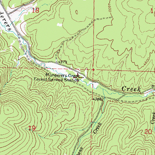 Topographic Map of Murderers Creek Forest Service Station, OR