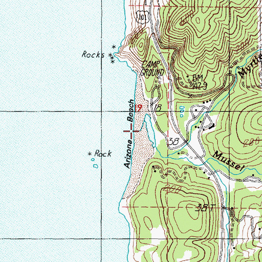 Topographic Map of Mussel Creek, OR