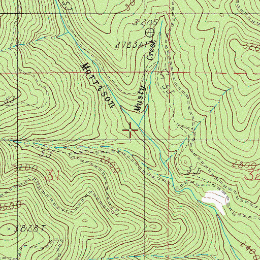 Topographic Map of Musty Creek, OR