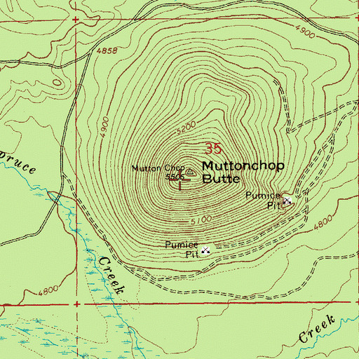 Topographic Map of Muttonchop Butte, OR