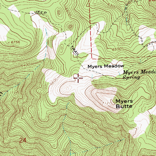 Topographic Map of Myers Meadow, OR