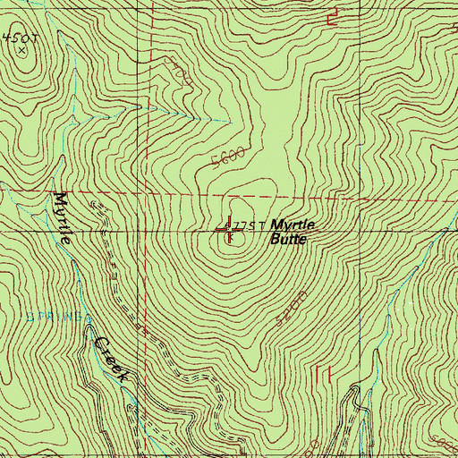 Topographic Map of Myrtle Butte, OR