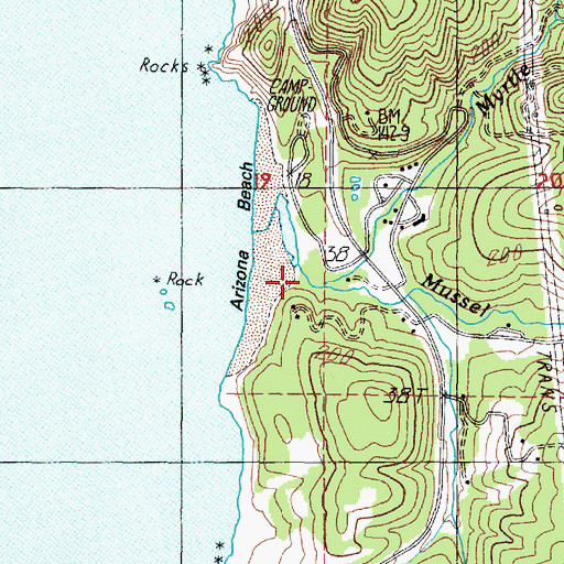 Topographic Map of Myrtle Creek, OR