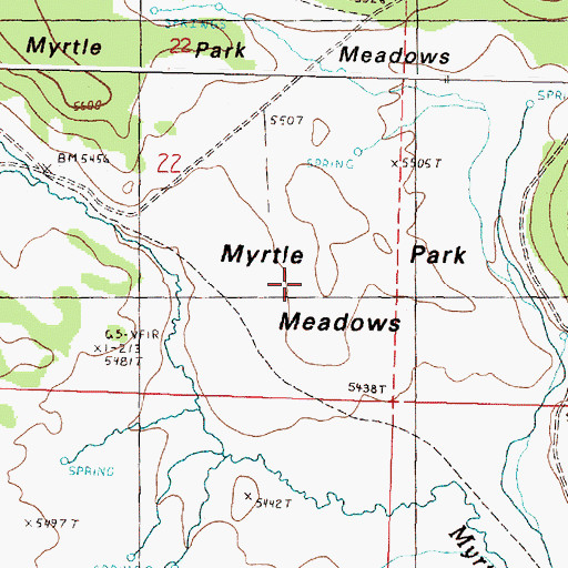 Topographic Map of Myrtle Park Meadows, OR