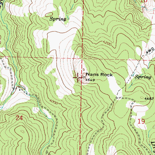 Topographic Map of Nans Rock, OR