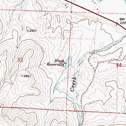 Topographic Map of Nash Reservoir, OR