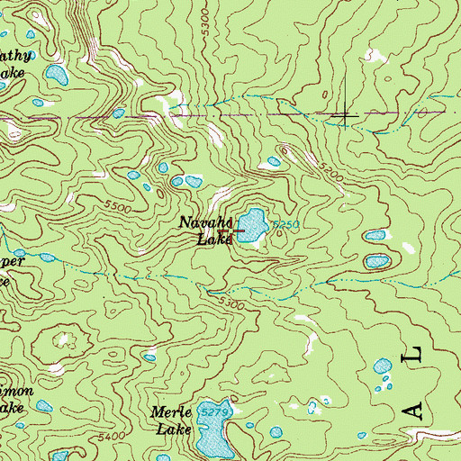 Topographic Map of Navaho Lake, OR