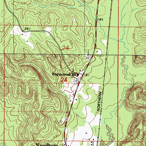 Topographic Map of Bogueloosa Baptist Church, AL