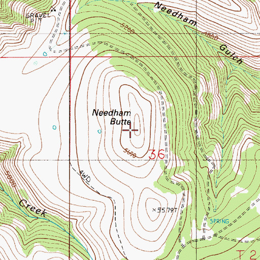 Topographic Map of Needham Butte, OR