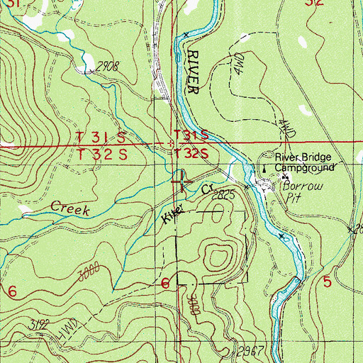 Topographic Map of Needle Creek, OR