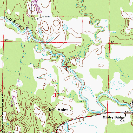 Topographic Map of Bogueloosa Creek, AL