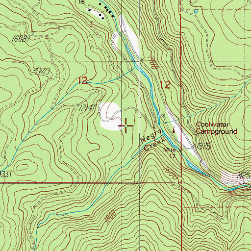 Topographic Map of Negro Creek, OR