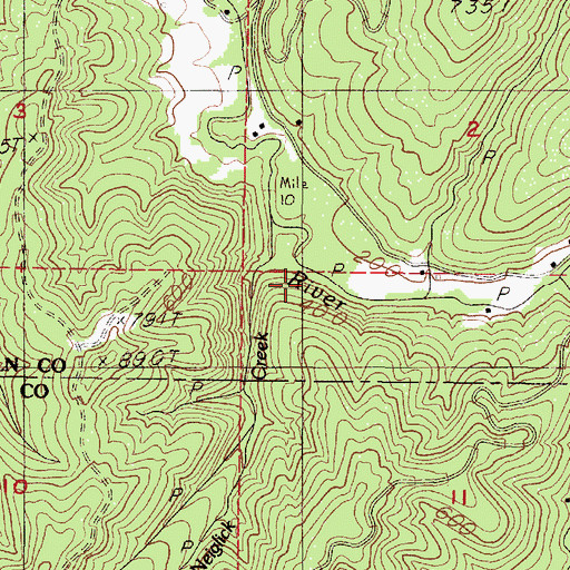 Topographic Map of Neiglick Creek, OR