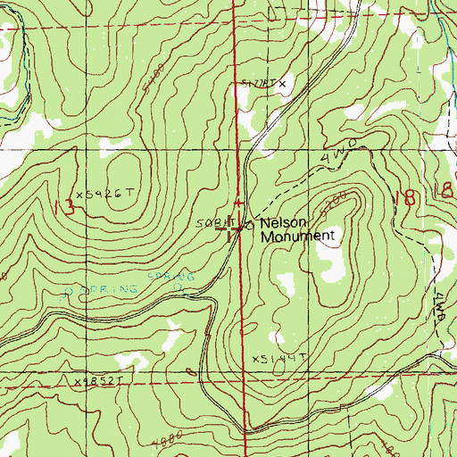 Topographic Map of Nelson Monument, OR