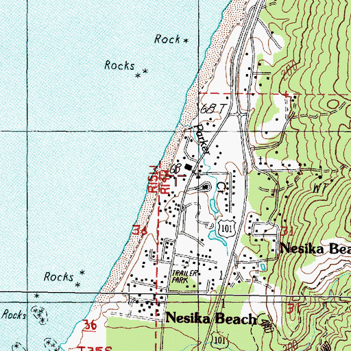 Topographic Map of Nesika Beach, OR