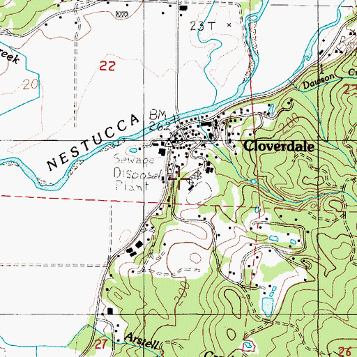 Topographic Map of Nestucca High School, OR