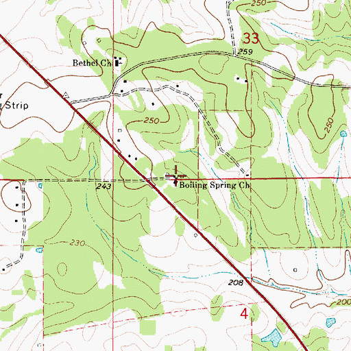 Topographic Map of Boiling Spring Church, AL