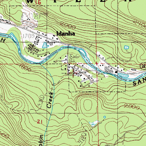 Topographic Map of New Idanha, OR