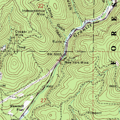 Topographic Map of New York Mine, OR